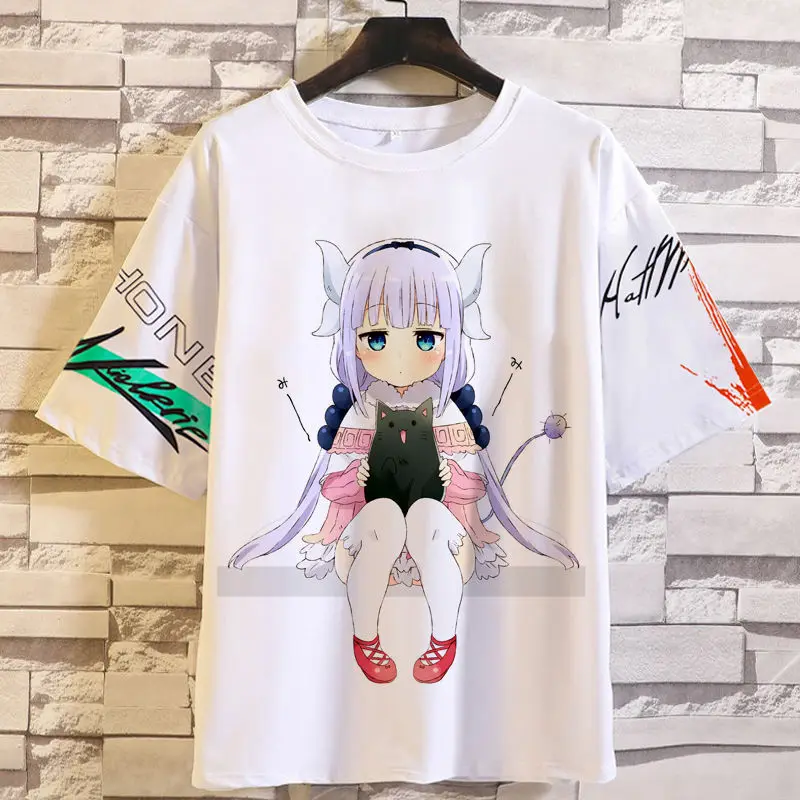 

Anime Game Miss Kobayashi's Maid Merchandise Girl Dou Dragon Kanata Short Sleeve Taurus Two-Dimensional Round Neck T-Shirt Summ