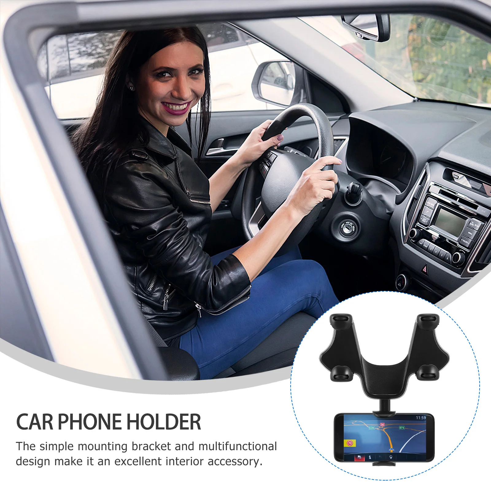 

1Pcs Car Rearview Mirror Mobile Phone Holder Lightweight Compact Auto Interior Accessory Easy Install Practical Stand