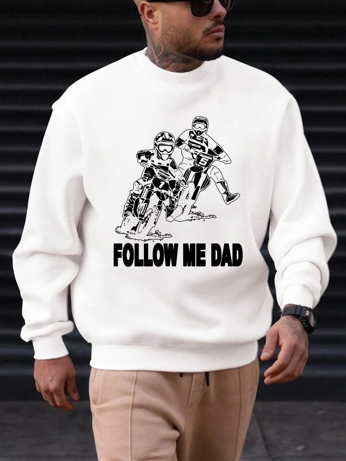 

2025 New Men's Cotton Sweatshirt FOLLOW ME DAD Pattern Printing Round Neck Fashion Casual High Quality Daily Top Clothing