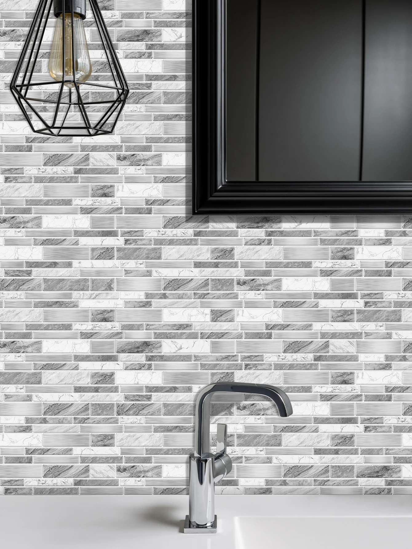 Alwayspon 3D Marble Peel and Stick Tile Backsplash, Vinyl Self Adhesive Decals for Kitchen and Bathroom