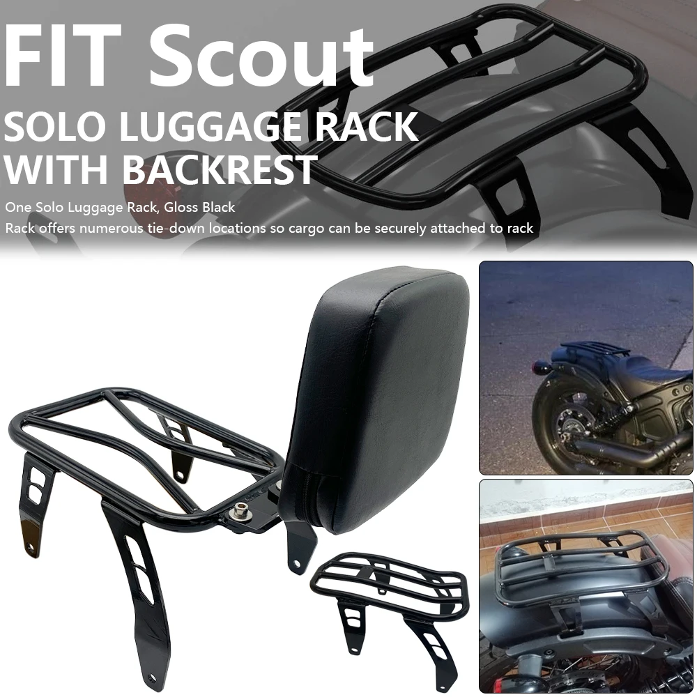 Motorcycle Rider Solo Seat Luggage Rack With Driver Backrest Sissy Bar For Indian Scout Rogue Sixty Bobber Twenty ABS 2018-2023