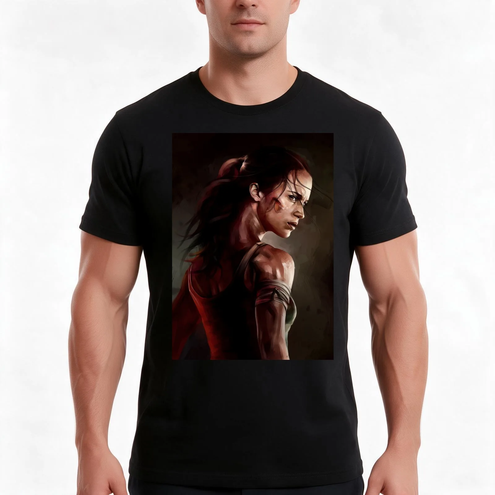 Tomb Raider T-Shirt, Summer Casual Cotton Tee, Oversized Streetwear Tops, Vintage Graphic Print, Loose Fit Short Sleeve
