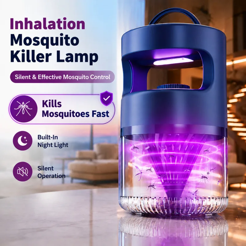 

2-in-1 Mosquito Killer Lamp USB Plug-in UV Bug Zapper with LED Night Light Silent Inhalation Trap Portable for Home Camping