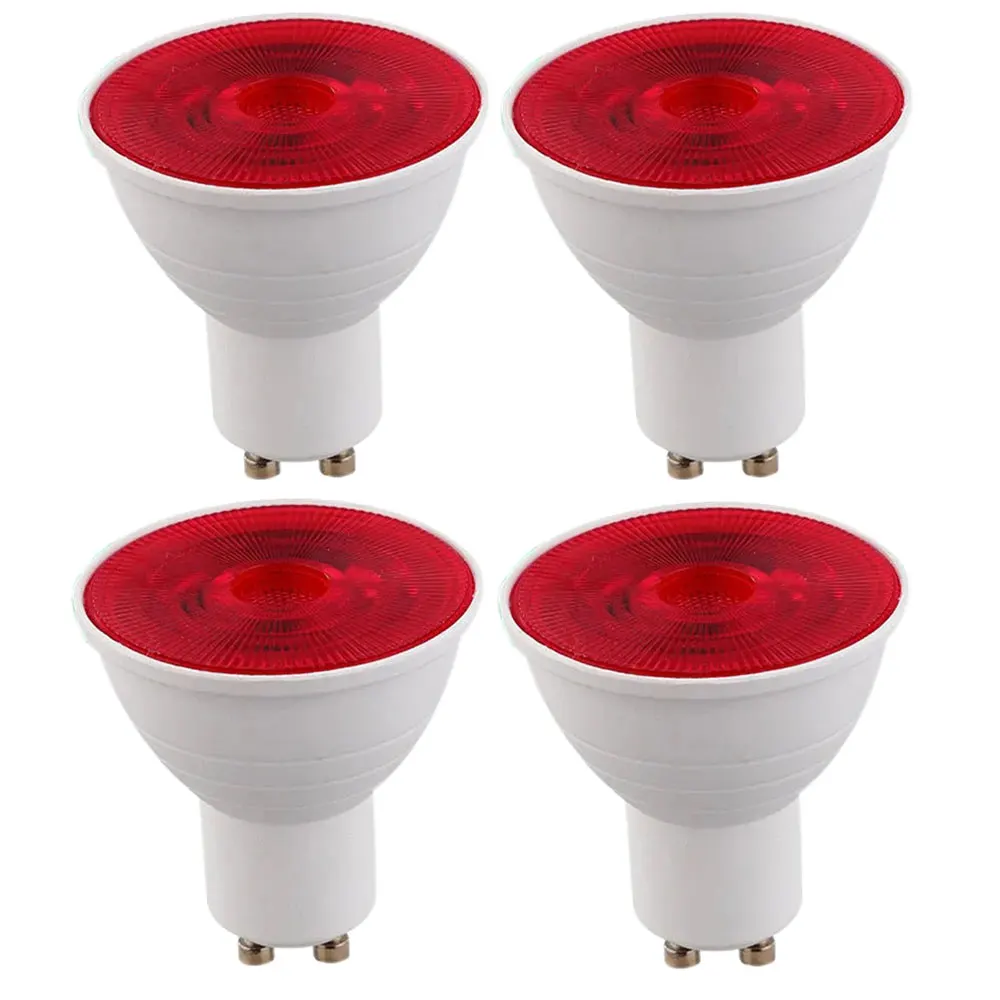 4-Piece Night Clube Pub Light 5W GU10 LED Red Light 220V 230V 240V Energetic Atmosphere Lighting Bulb Hotel Mood Light Lamp