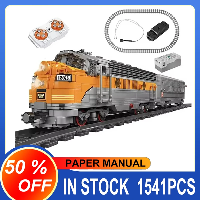 MOULD KING 12018 EMD F7 WP Diesel Locomotive Train Building Blocks Railway Bricks Puzzle Educational Toy Christmas Gift For Kids