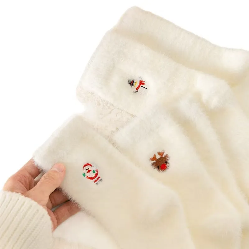 

5 Pairs socks women Mink Fleece mid-calf Winter Thickened Warm Floor Cute Sweet Coral Postpartum Sports Ankle Crew 5W256