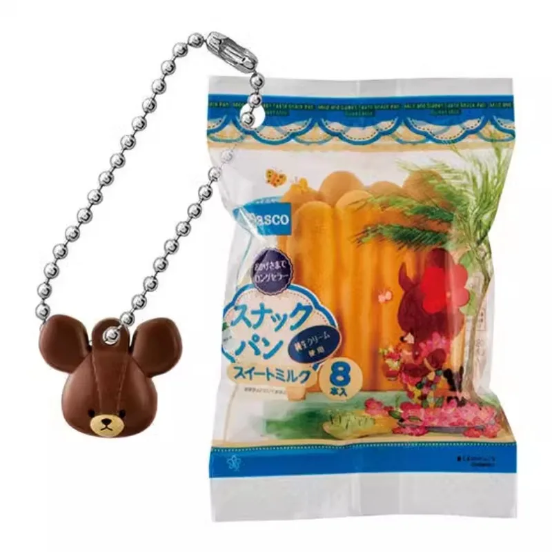 Original Bandai Gashapon Cute Anime Capsule Toys Miniature Little Bear Snack Bread Food Keychain Figurine Kawaii Figure Gift