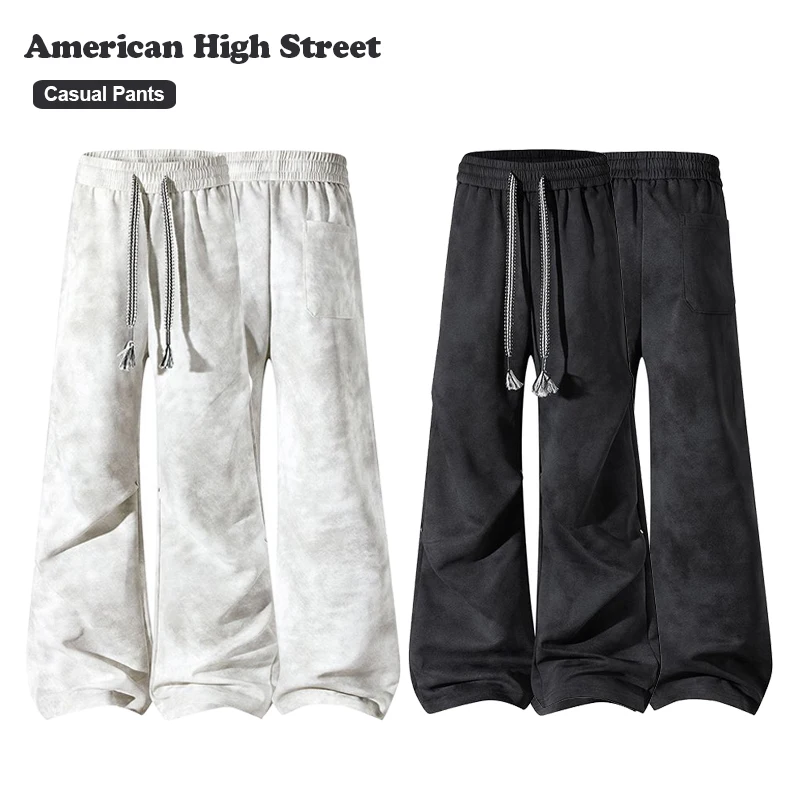 

Прямые повседневные брюки American High Street, прямые свободные широкие брюки с галстуком-красителем, грязные спортивные штаны, модные брюки Y2k для молодежи