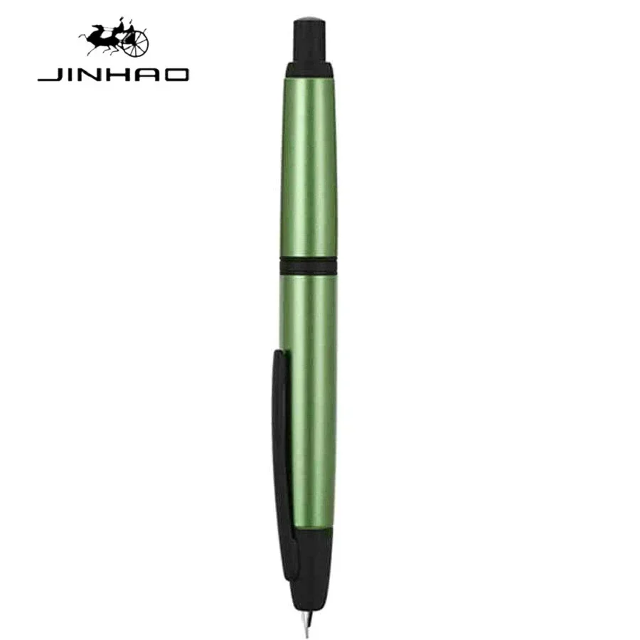 

JINHAO 10, промо-пресс, перьевая ручка, выдвижное EF/F, металлическое перо, зеленый, черный, серебристый зажим, школьные принадлежности, канцелярские принадлежности