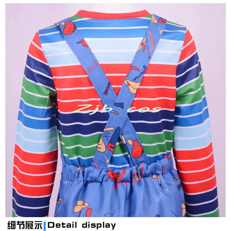 Anime Cosplay Chucky Costume Scary Child Adult Jumpsuits Halloween Horror Clothing For Kids Girls Party Mask Costumes Prop view 5