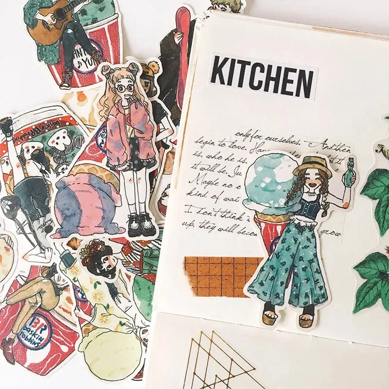 12pcs Gourmet Ice Cream Girl Kids Fun Paper Stickers Homemade Bookkeeping Laptop / Decorative Scrapbooking / DIY Stickers