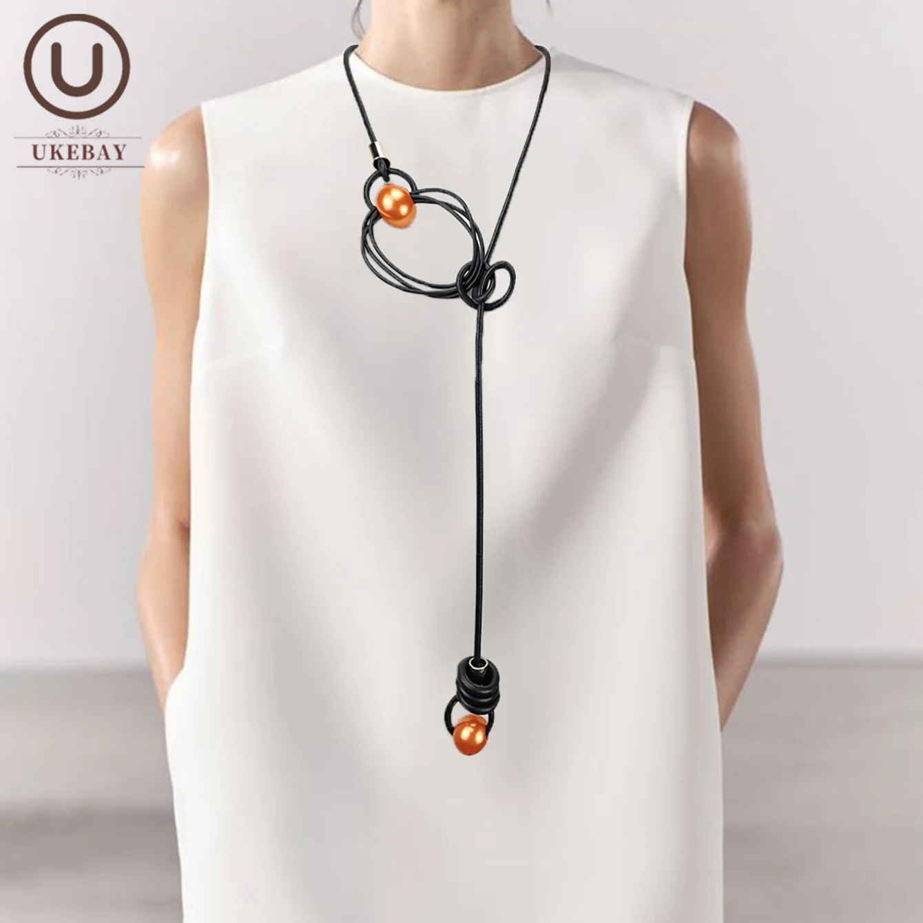 UKEBAY Different Wears Necklaces Designer Handmade Jewelry Women Pearl Statement Necklace Rubber Chain Gift Female Accessories