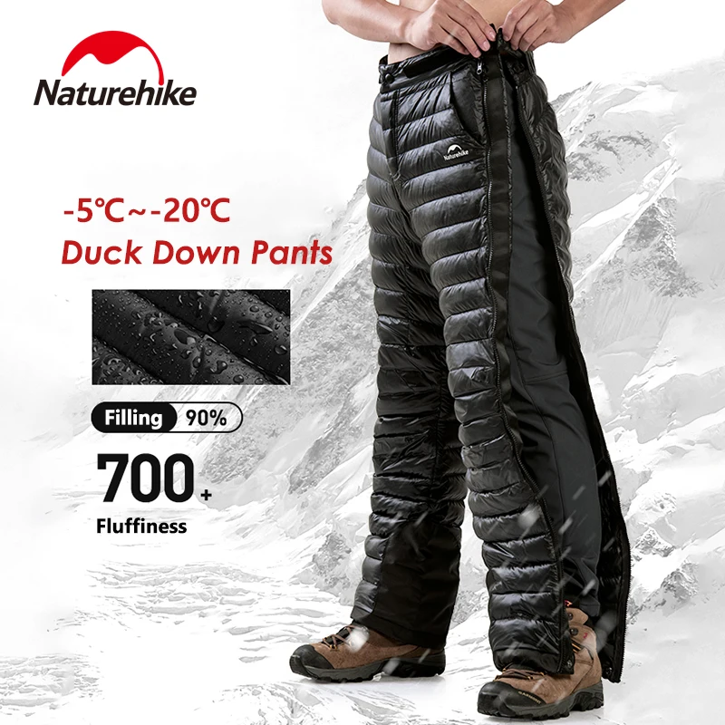 Naturehike Outdoor Thermal Duck Down Pants Both Side Open Zipper Men Women Windproof Waterproof Pants Winter Warm Trousers