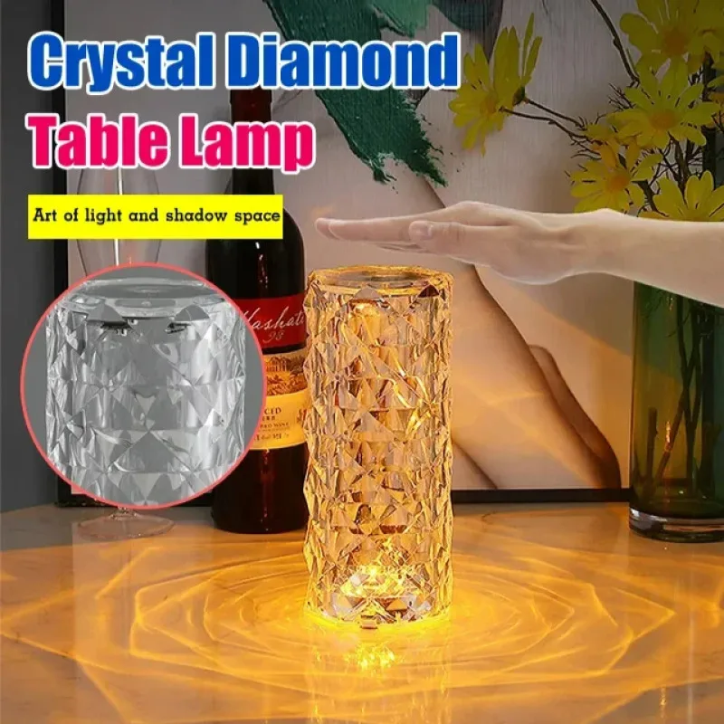 

Crystal Table Lamp Bedroom Ambiance Rose Lamp Diamond Netflix Ambiance Bedside Lamp Romantic Rechargeable Petal Night Lights