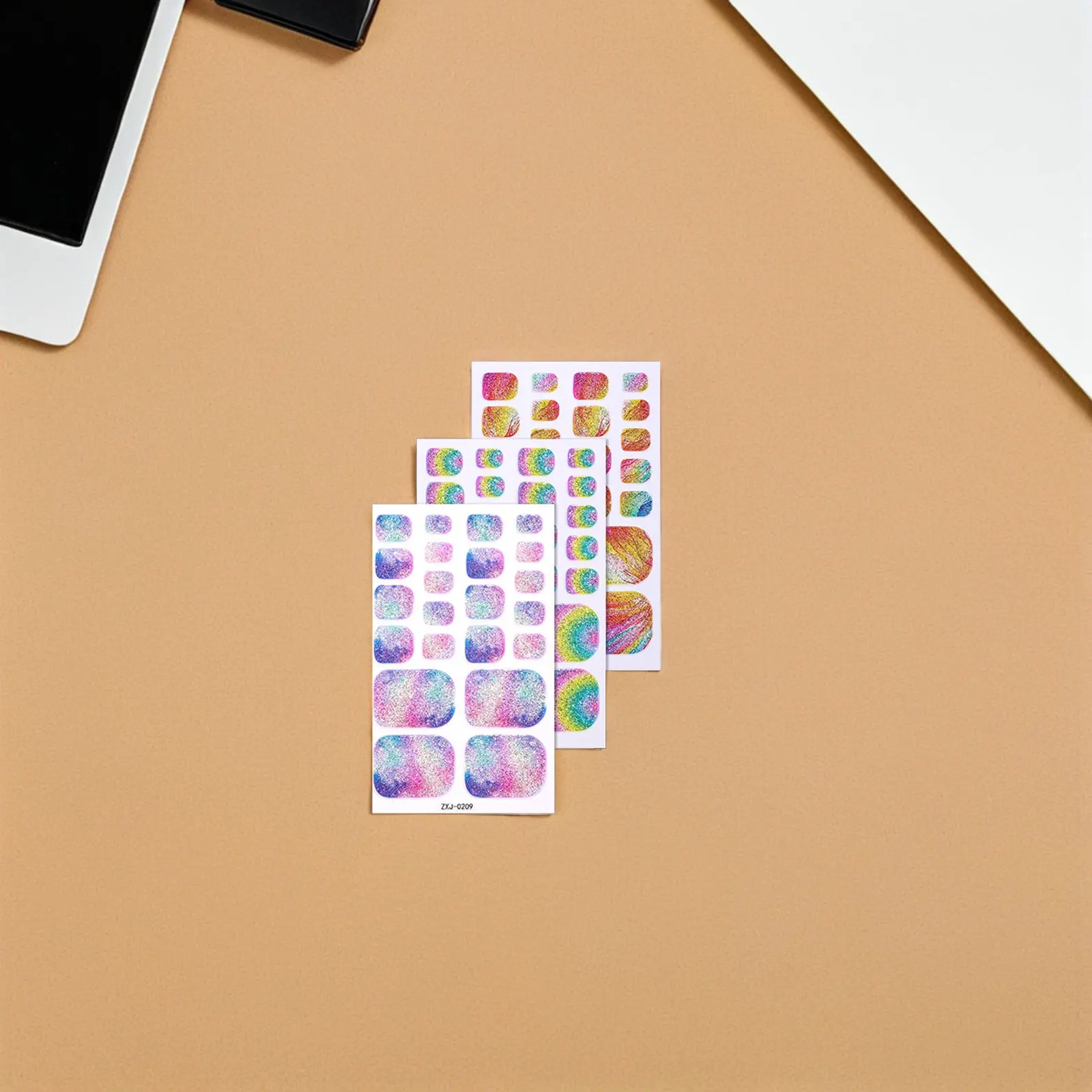 

11Pcs Glitter Toenail Stickers Waterproof Rainbow Gradient Holographic Effect Self Adhesive Nail Strips for Women Toe Nail Art