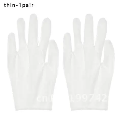 1Pair Cotton White Gloves Jewelry Appreciation Labor Protection Gloves for Cleaning Gardening Etiquette Supplies Thin Medium