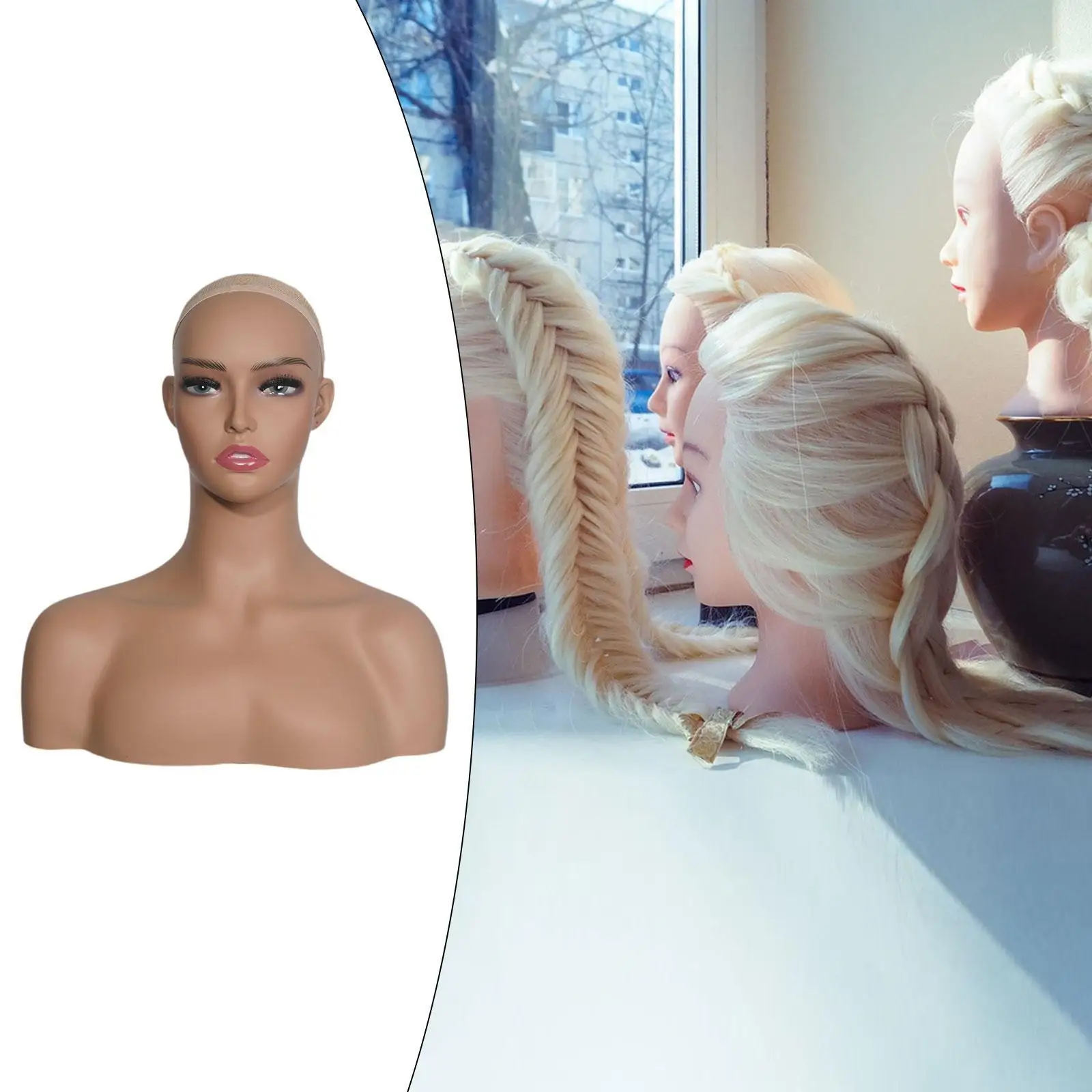 Female Mannequin Head Manikin Head Bust Wig Holder Wig Display Stand for Scarves