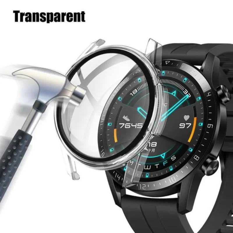 Gehärtetes Glas gehäuse für Huawei Uhr GT2 42 46mm Abdeckung Voll abdeckung Stoßstange Displays chutz folie für Huawei Uhr GT 2 42 46mm Schale
