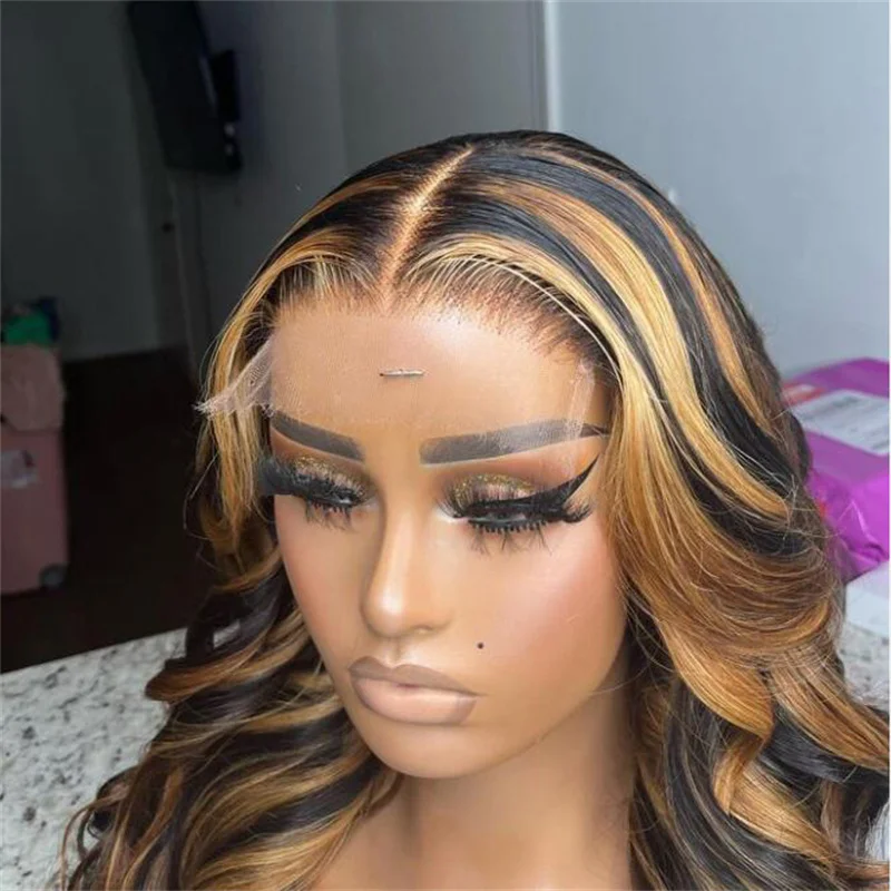 Soft Highlight Brown Body Wave prepizzicato Glueless 30 pollici 5x5 Base di seta parrucca ebrea dei capelli umani capelli del bambino HD pizzo capelli europei