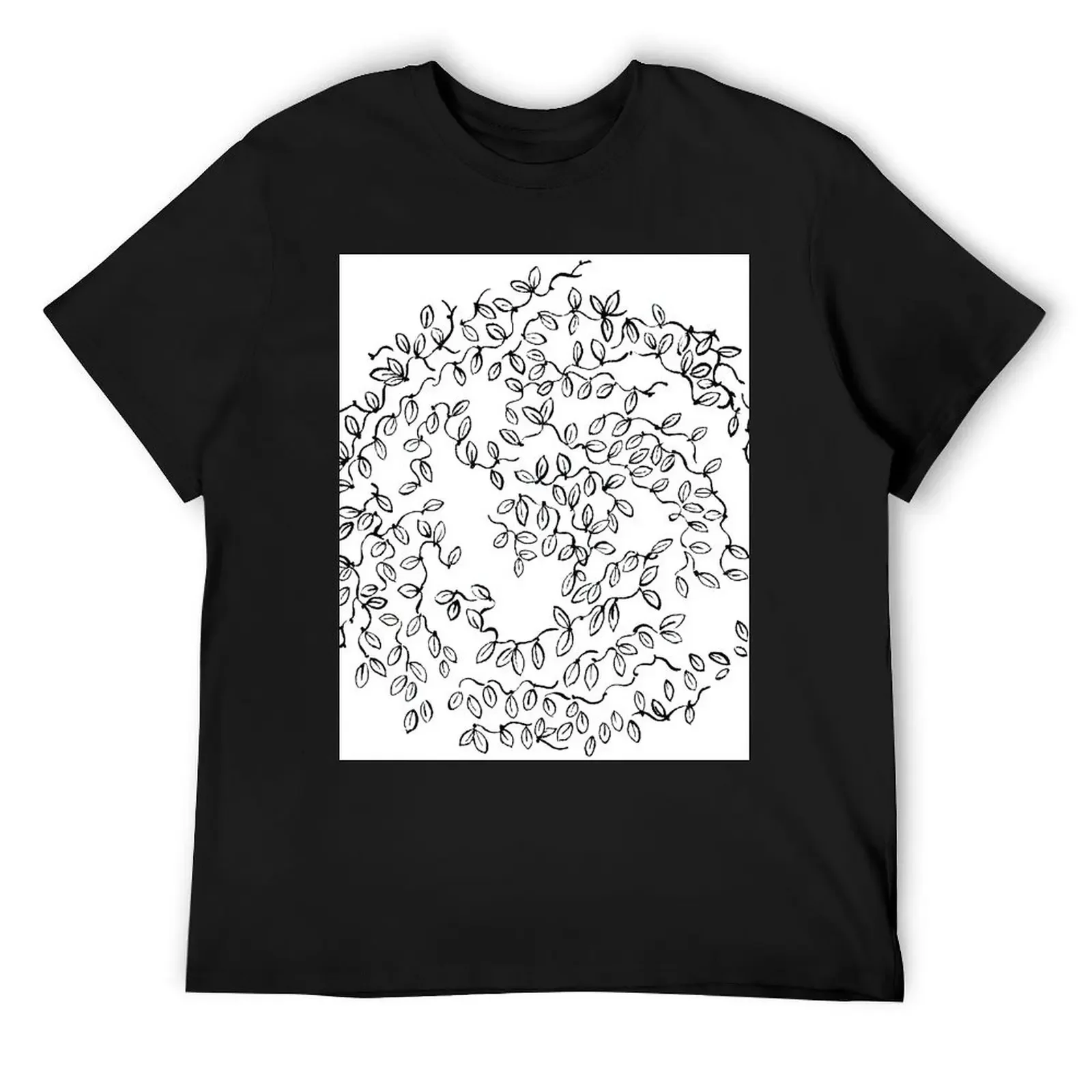 Leaves in cicle T-Shirt Aesthetic clothing graphics Short sleeve tee mens vintage t shirts