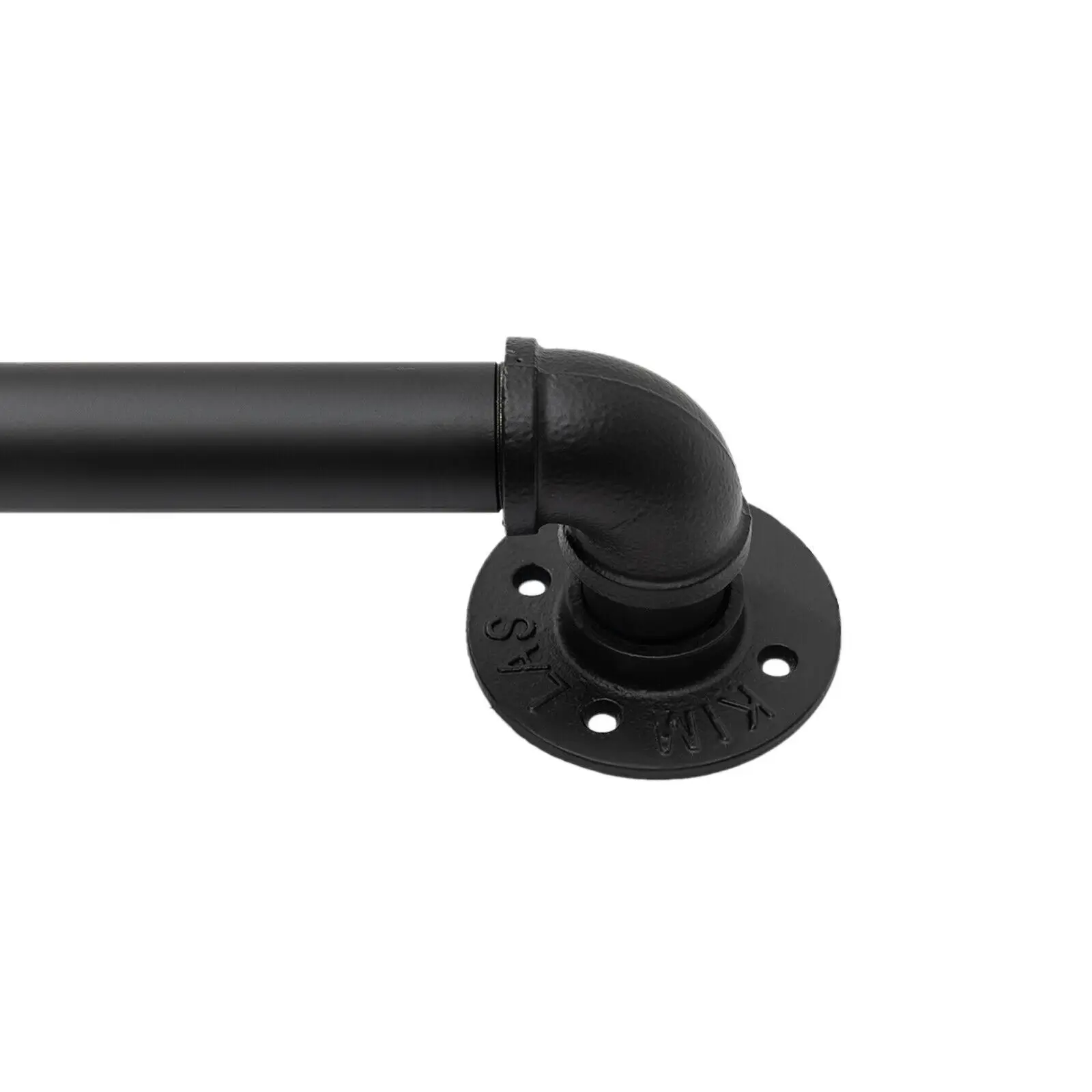 14FT/427cm Industrial Pipe Stair Handrail Wall-Mounted Black Staircase Handrail