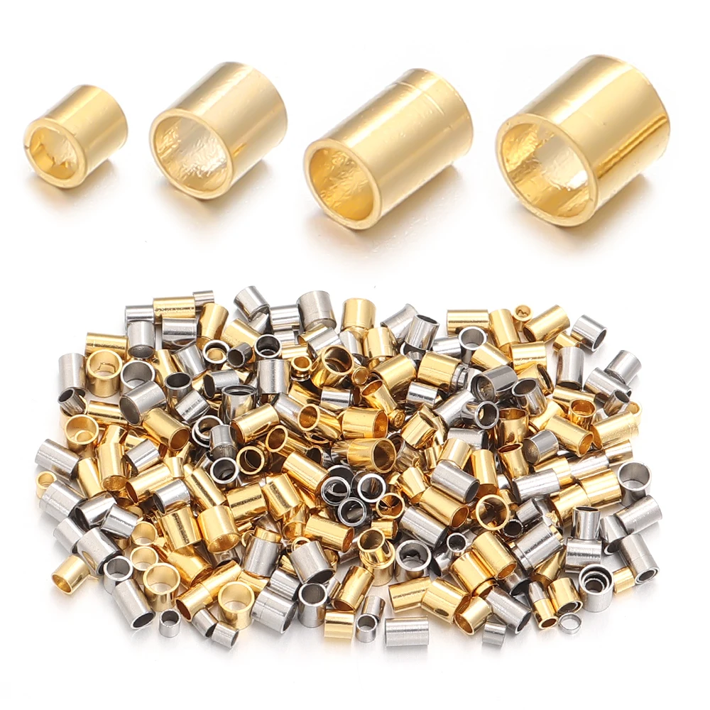 50/100 قطعة مواسير الصلب غير القابل للصدأ خزر عازل تجعيد نهاية تحديد المواقع الخرز DIY بها بنفسك صنع المجوهرات أساور إكسسوارات عقد