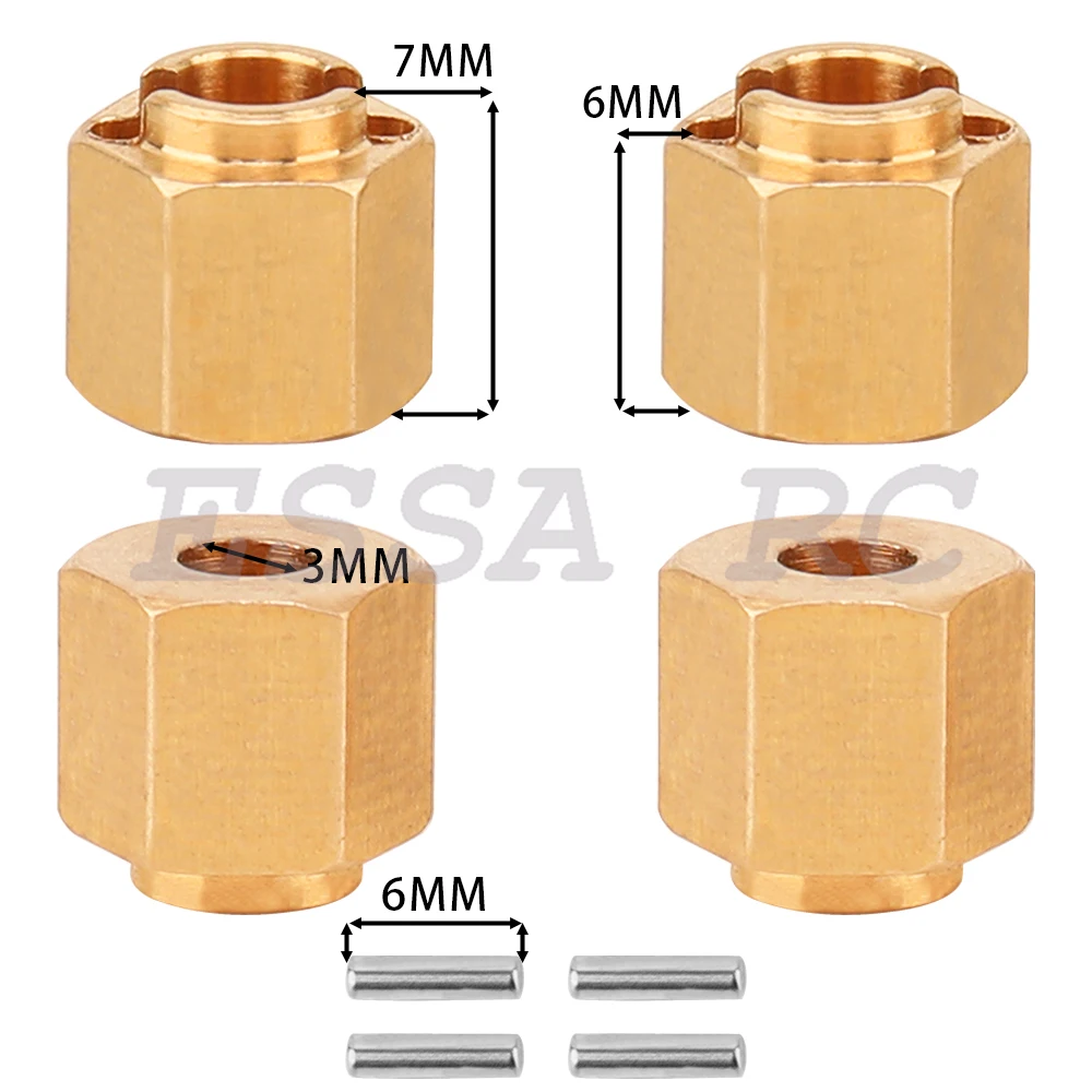 4pcs 7mm Brass Wheel Hex Hub Extenders Adapters 7mm for 1/18 RedCat Ascent18 Ascent-18 RC Crawler Car Upgraded Model Parts