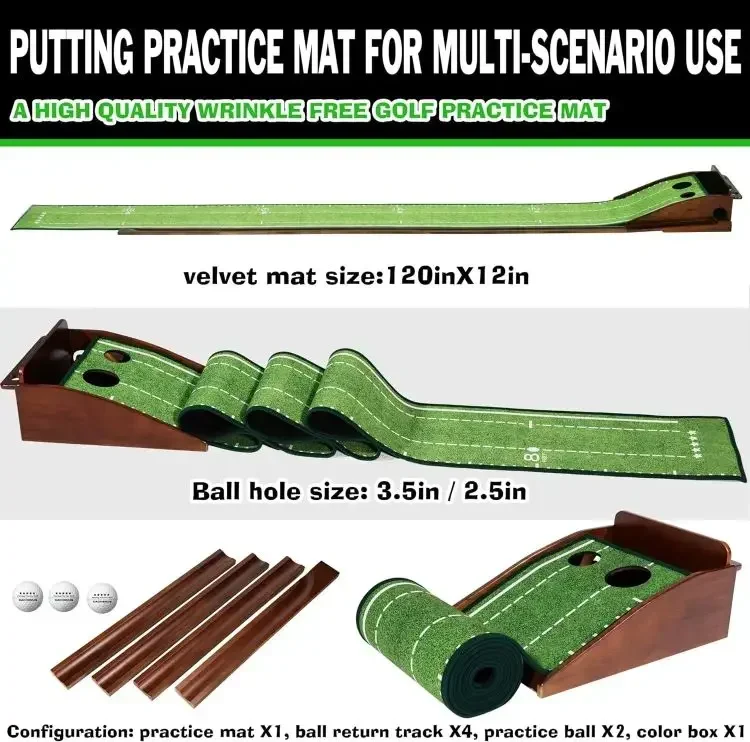 Factory high quality Outdoor Indoor Mini Golf Trainer Practice Mat Golf Putting Green Wood Golf Putting Mat