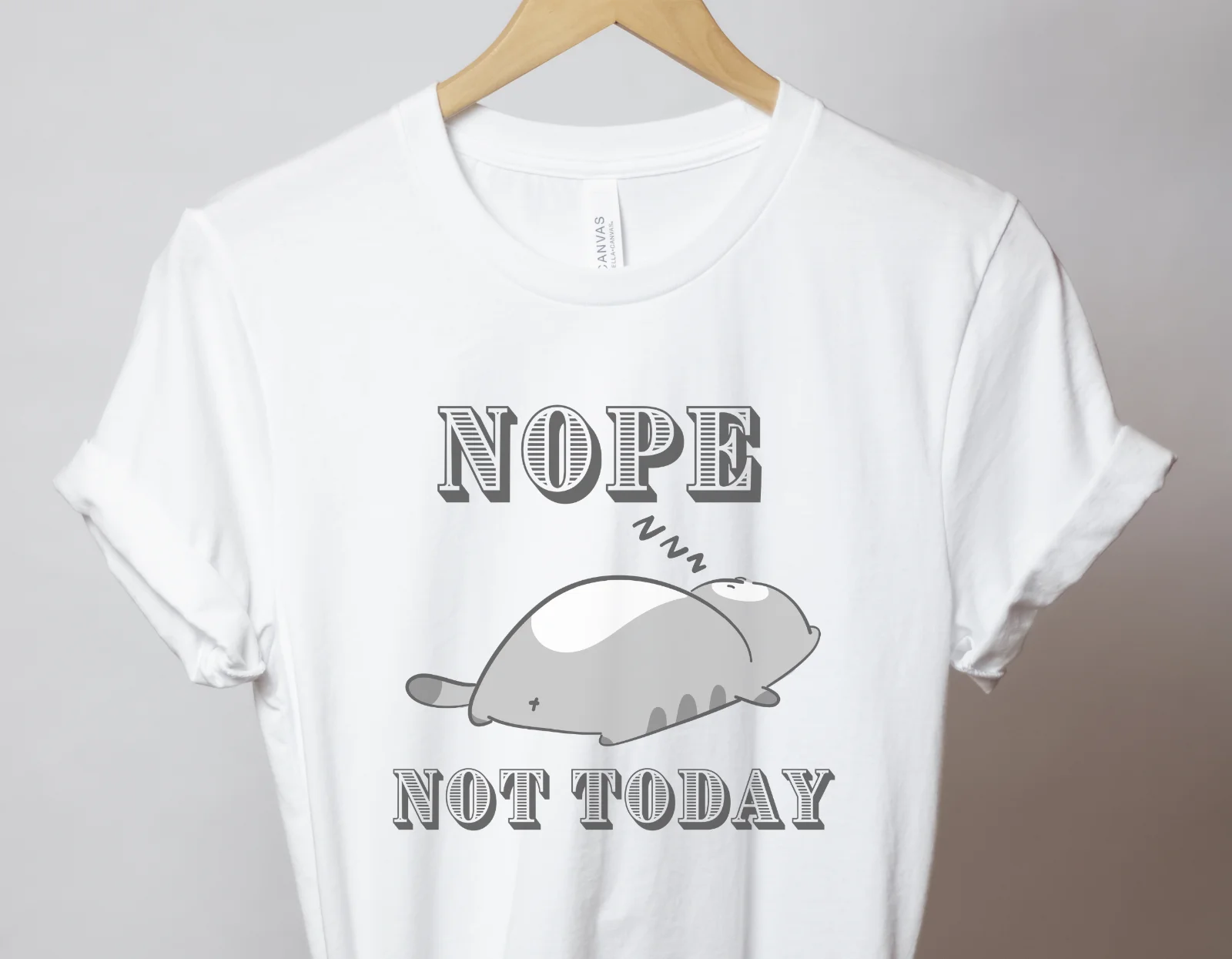 NOPE NOT TODAY Unisex Tshirt with a lazy cat design funny shirt by TanoshiStudio