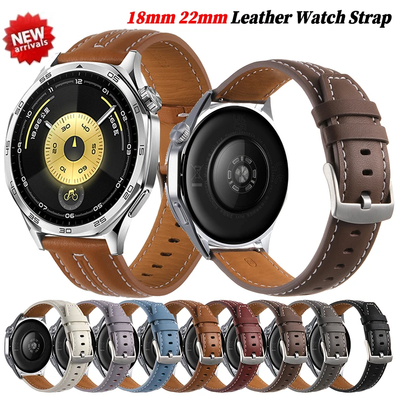 18 22mm Leder-Uhrenarmband für Huawei Watch GT6 46mm Armbänder Weiches Lederarmband für Huawei Watch GT5 4 3 GT5 GT6 Pro