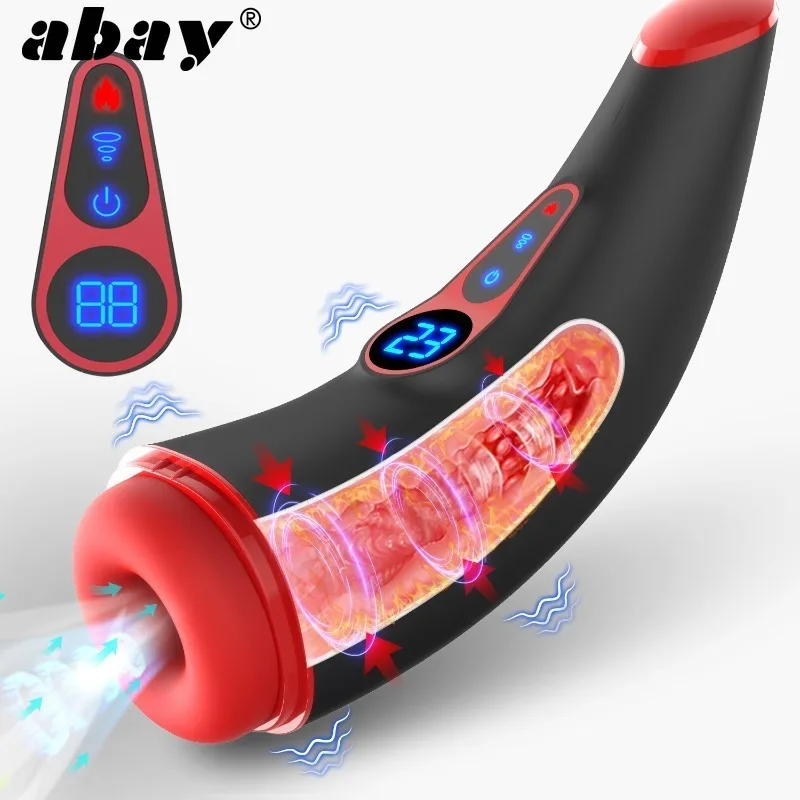 Powerful male masturbator male sex toy sucking heating vibrating LCD pump male masturbator adult toy MAN 18 +