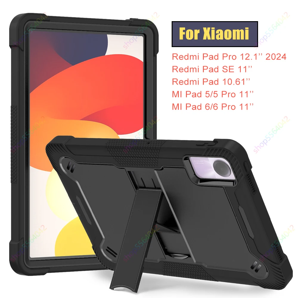 

Case for For Redmi Pad Pro 12.1 inch 2024 SE 11'' 2023 Rugged Full Body Protective Cover for Xiaomi Mi Pad 5 6 Pro 11 Inch Funda