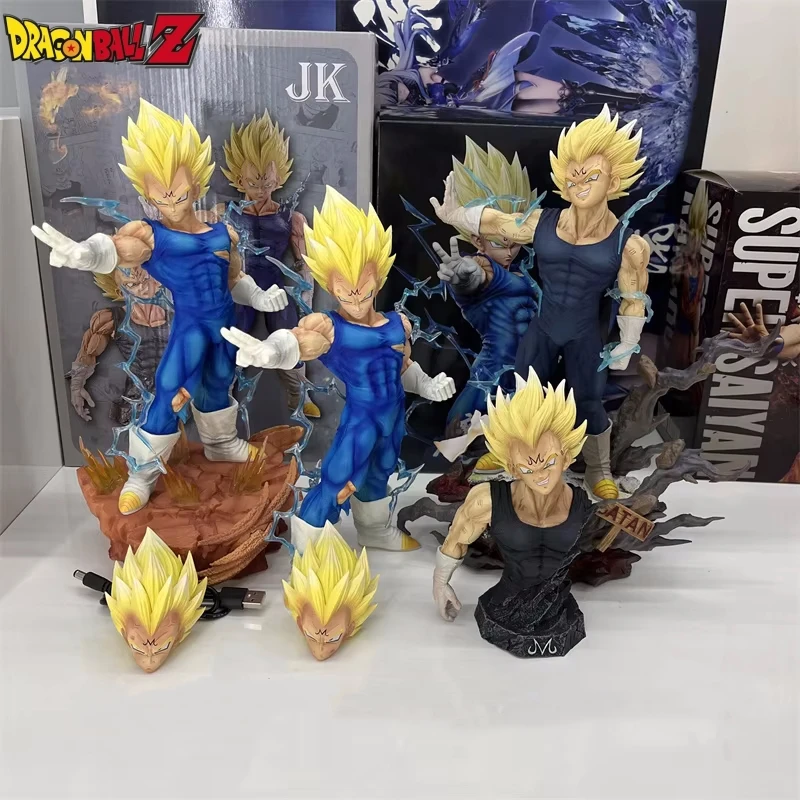 27cm Anime Dragon Ball Majin Vegeta Double Head Action Figures Self-Destruct Super Saiyan Pvc Model Toys Collection Kids Gift