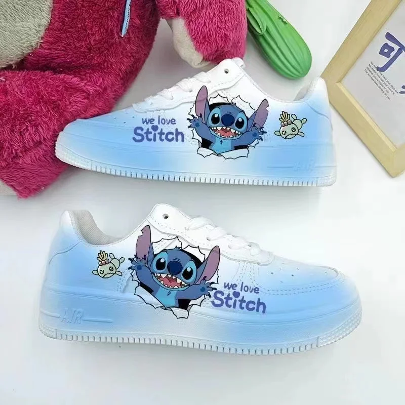 real pictures 2025 new Lilo Stitch student Canvas shoes Unique Design Casual blue pink Spring Autumn winter women's shoes