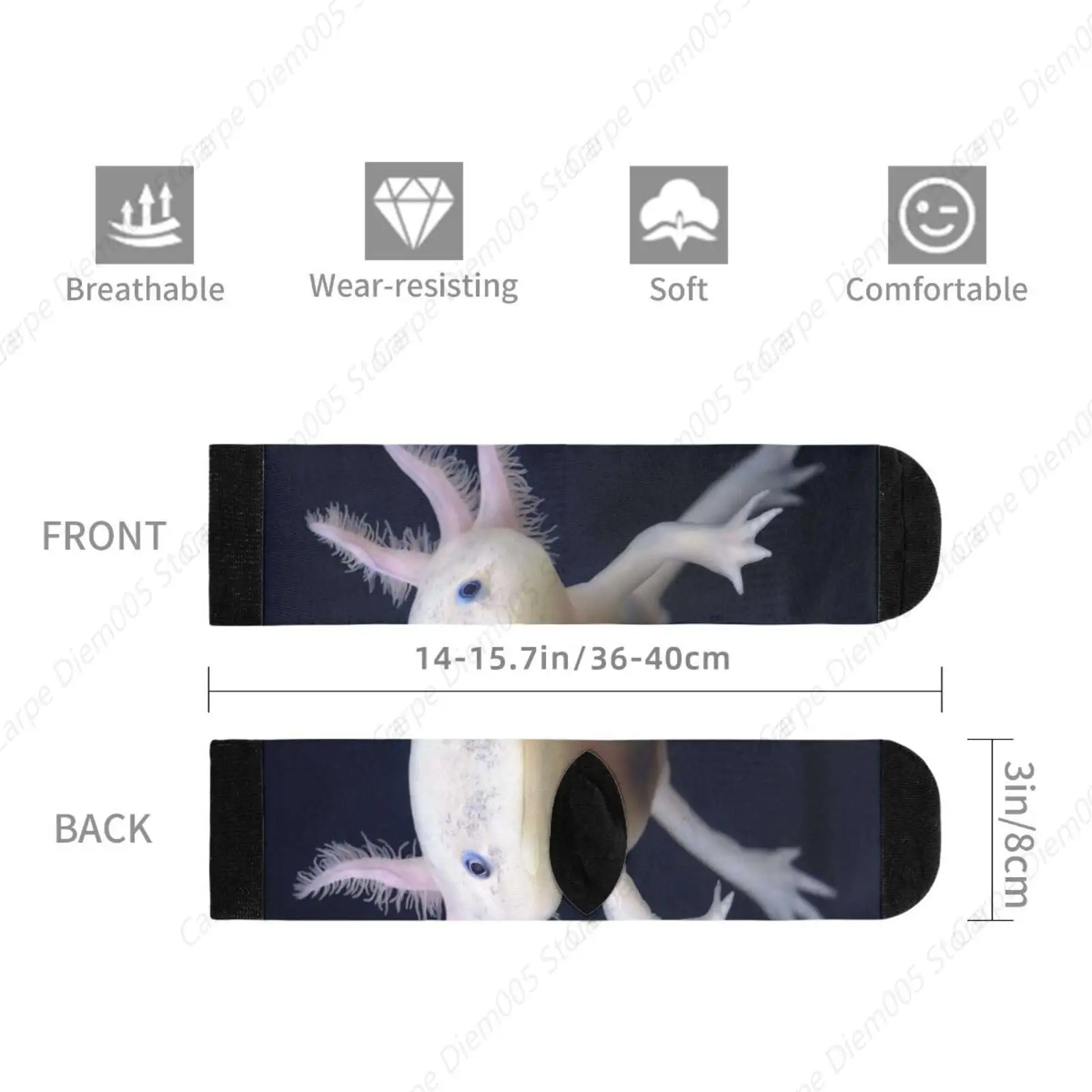 Bonito axolotl kawaii ambbystoma mexicanum novidade diversão tripulação meias moda confortável masculino e feminino vestido louco meias