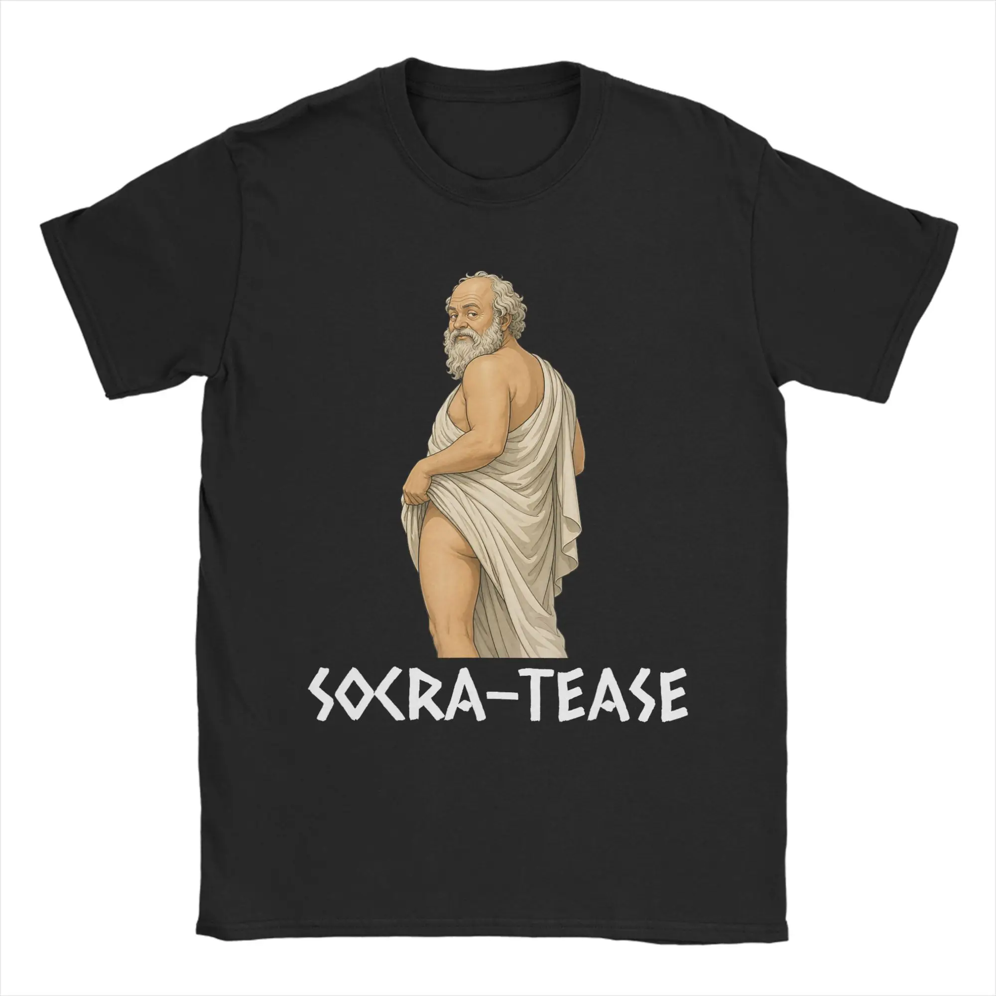 Funny Philosopher Socrates Socra-Tease T Shirt for Men Pure Cotton Cool T-Shirt Crew Neck Tee Shirt Short Sleeve Clothes 4XL 5XL