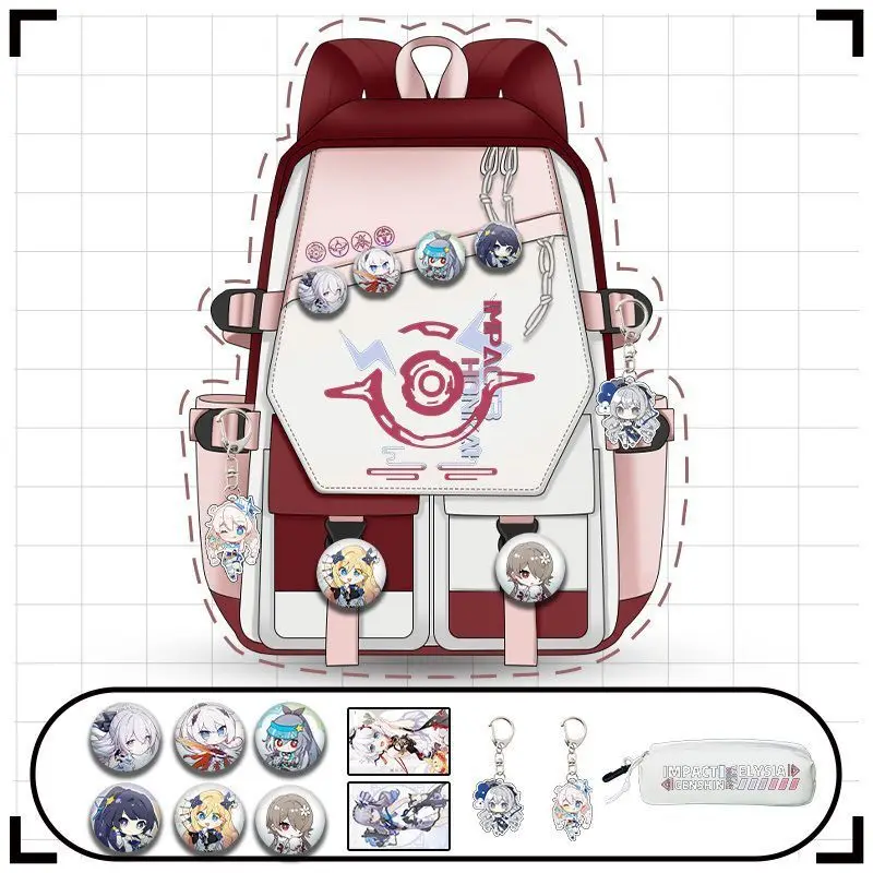 

Anime Game Honkai Impact 3 For Elementary Middle School Boys And Girls Large Capacity Backpack Two-Dimensional Simple Logo