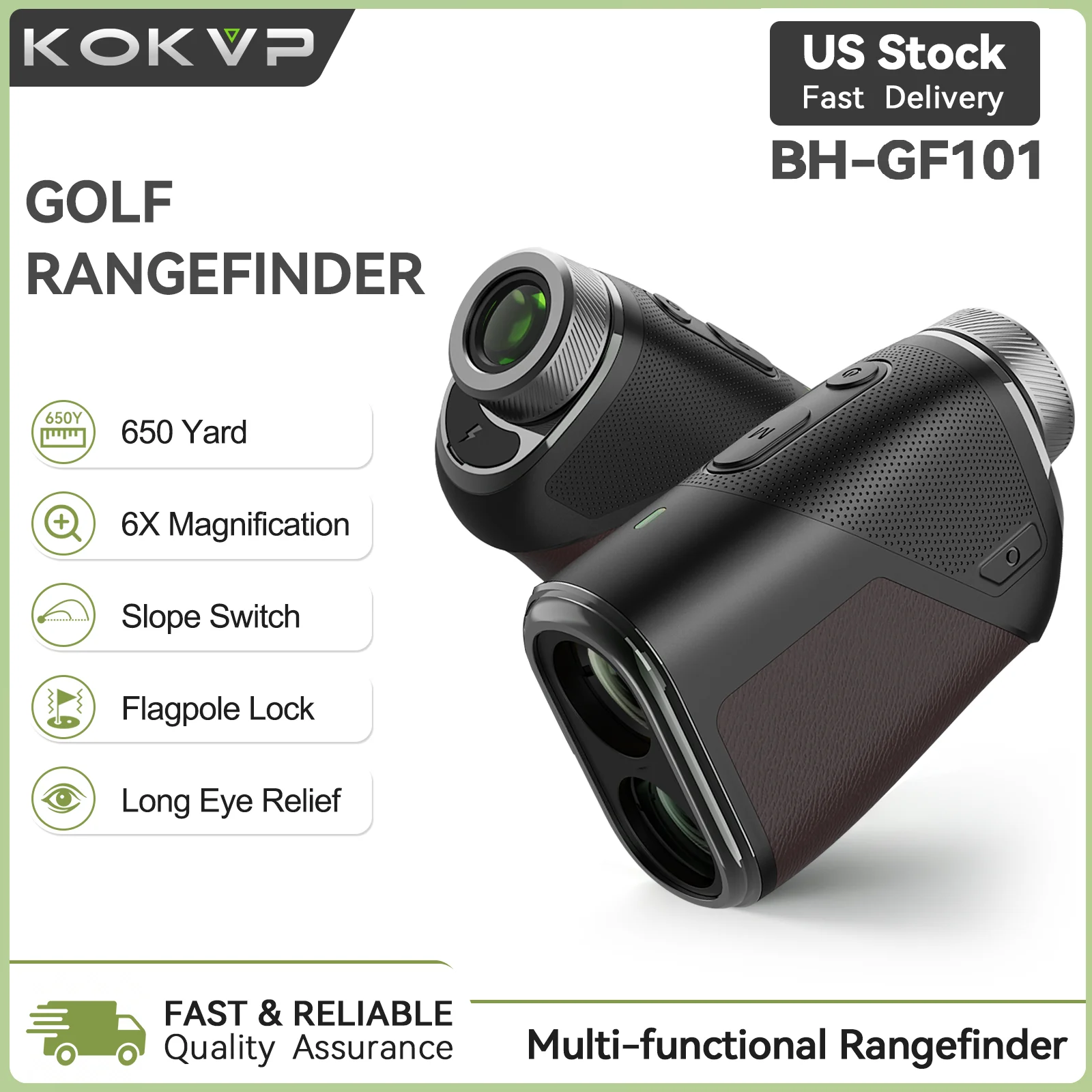 1200 Yard Golf Rangefinder 6X Magnification Rechargeable High Transmittance LCD Slope Compensation Flag Lock Vibration Feedback Metal for Golf & Outdoor Measurement