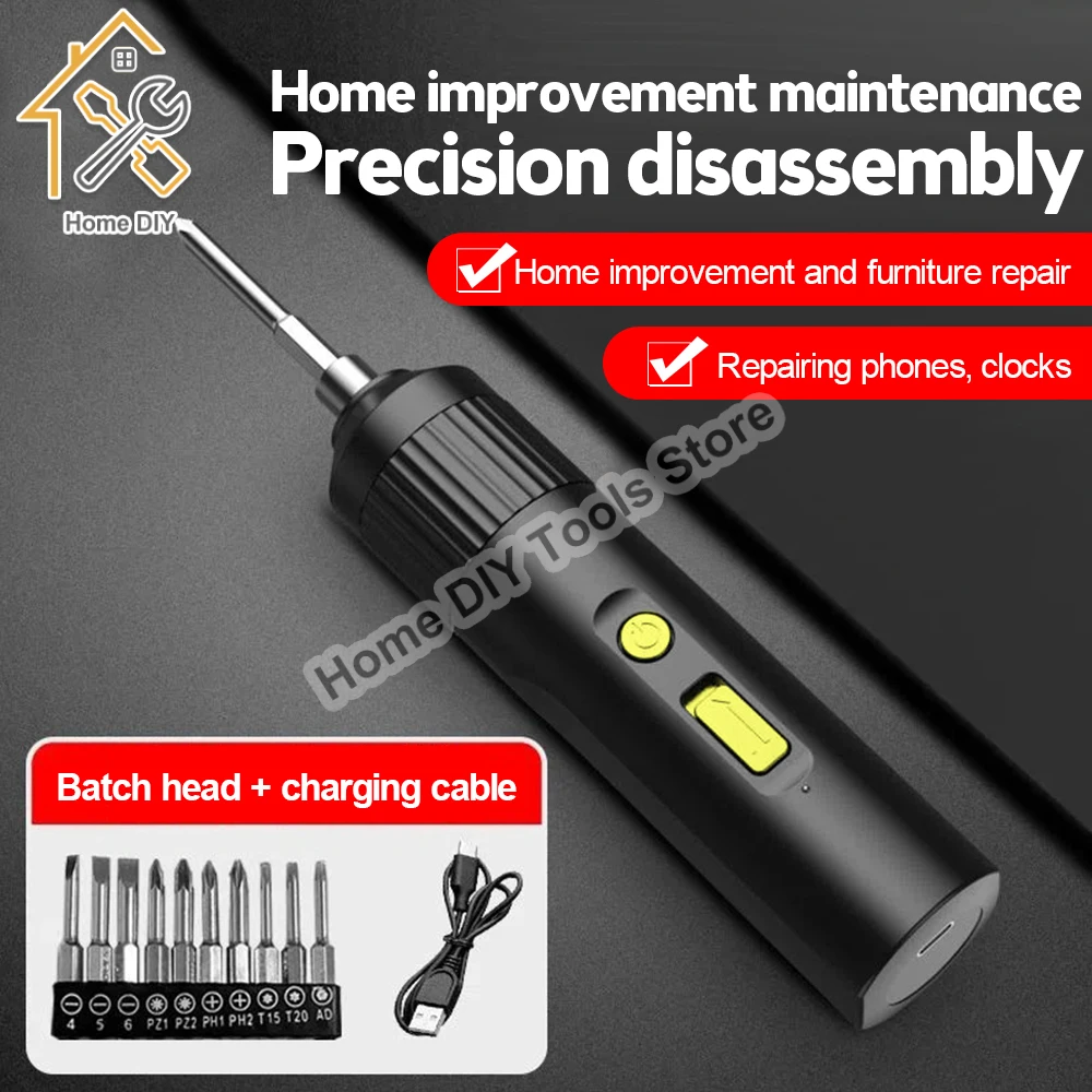 Portable Cordless Electric Screwdriver Li-ion Battery Rechargeable Mini Drill 3.6V Power Tools Set Household Maintenance Repair