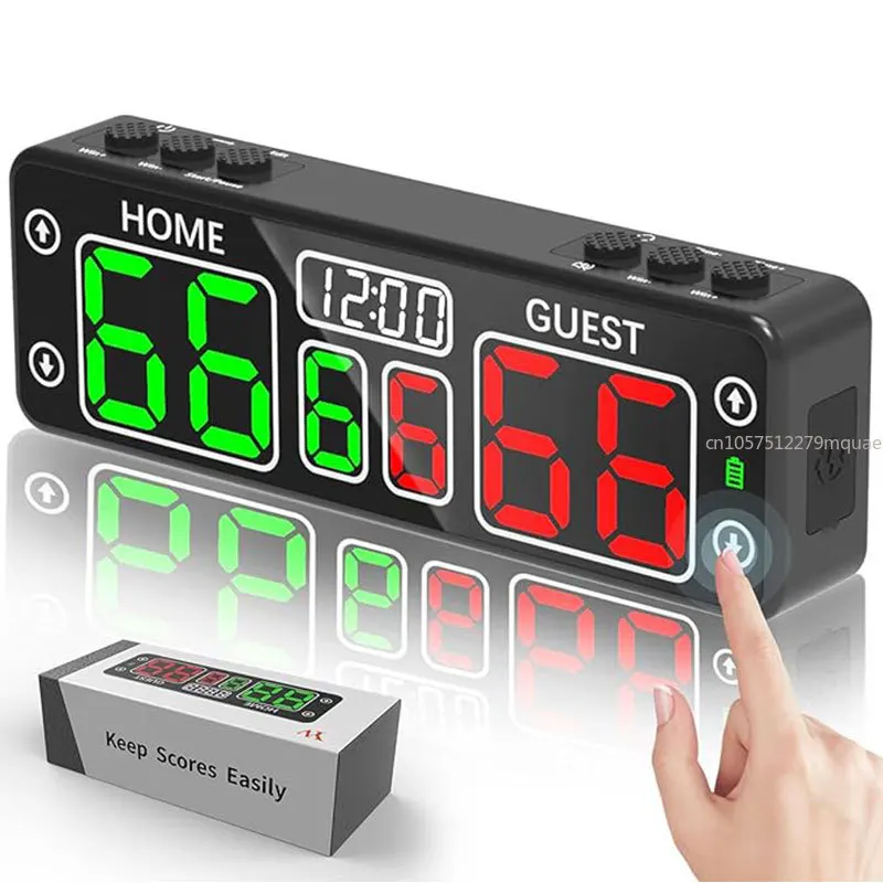 V30 Ball 10-Digit Touch Scoreboard with Countdown Portable Rechargeable Scoreboard