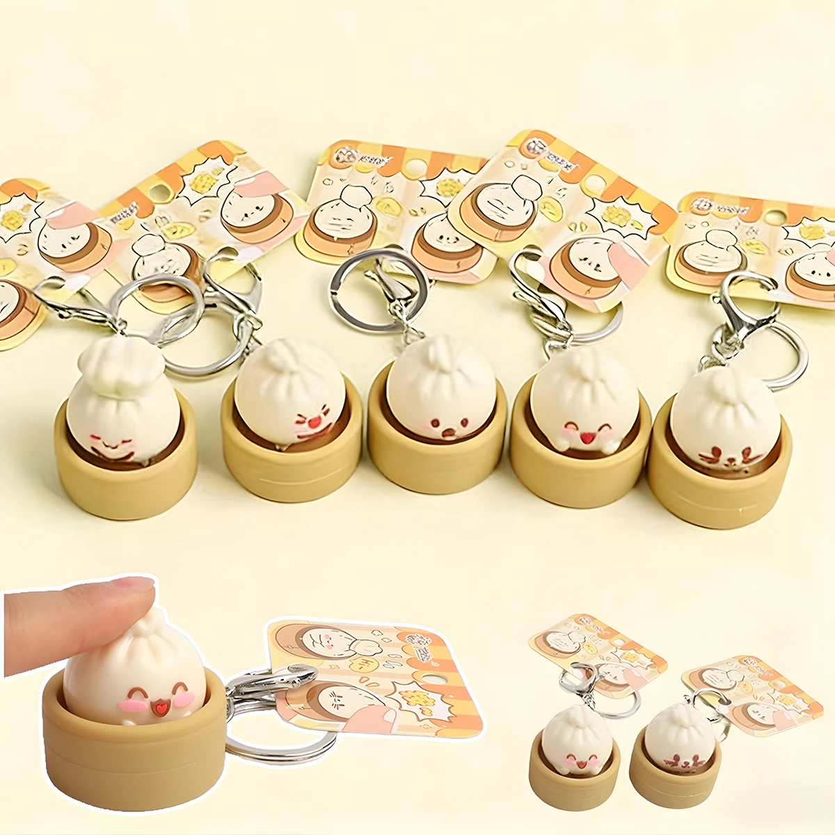 Hot Dumpling Finger Button Anti-stress Toys Button Pressing Stress Relief Keychain Hanging Ornament Gift