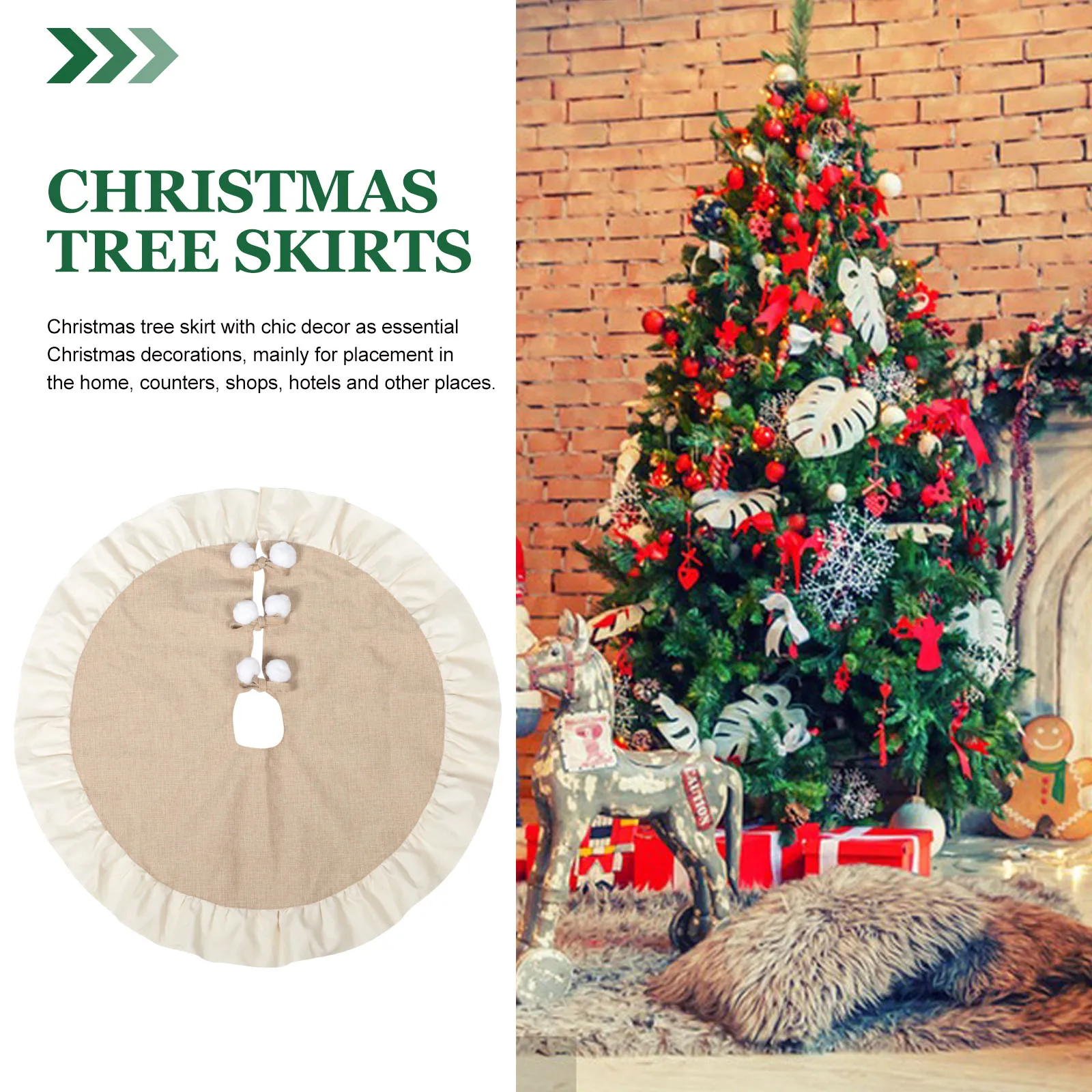 

Christmas Tree Skirt Christmass Skirts Fairy Country for Cute Fabric Embroidered Medium