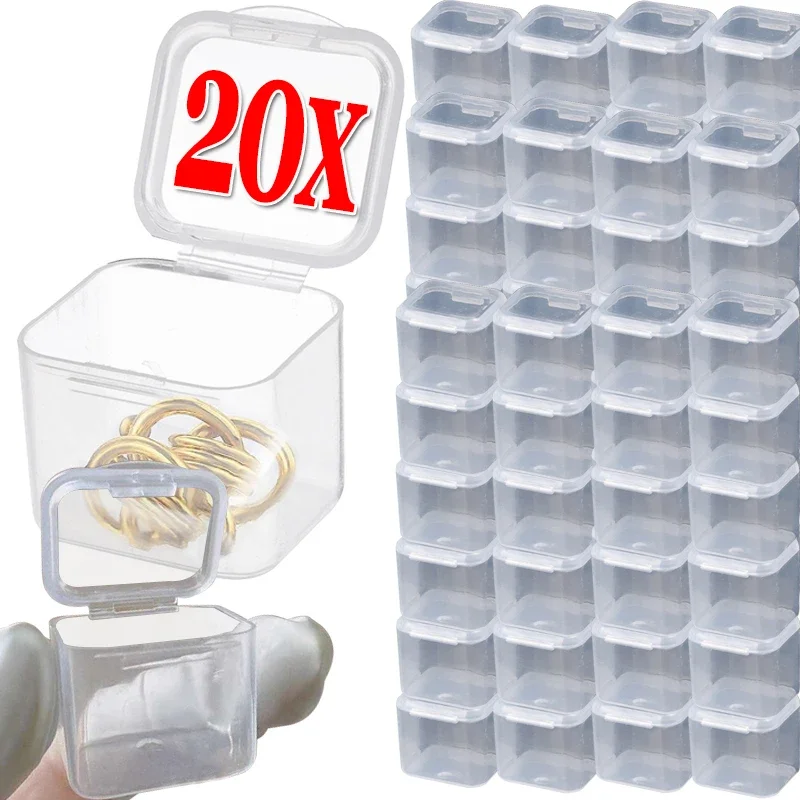 

Mini Square Plastic Storage Box Transparent Dustproof DIY Jewelry Holder Pill Storage Tank Display Small Case Portable Container