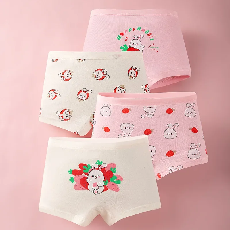 4pcs Girls Cartoon Boxes Children Cotton Underwear Cute Cartoon Panties Kids Short Panties Girl Underpants Briefs