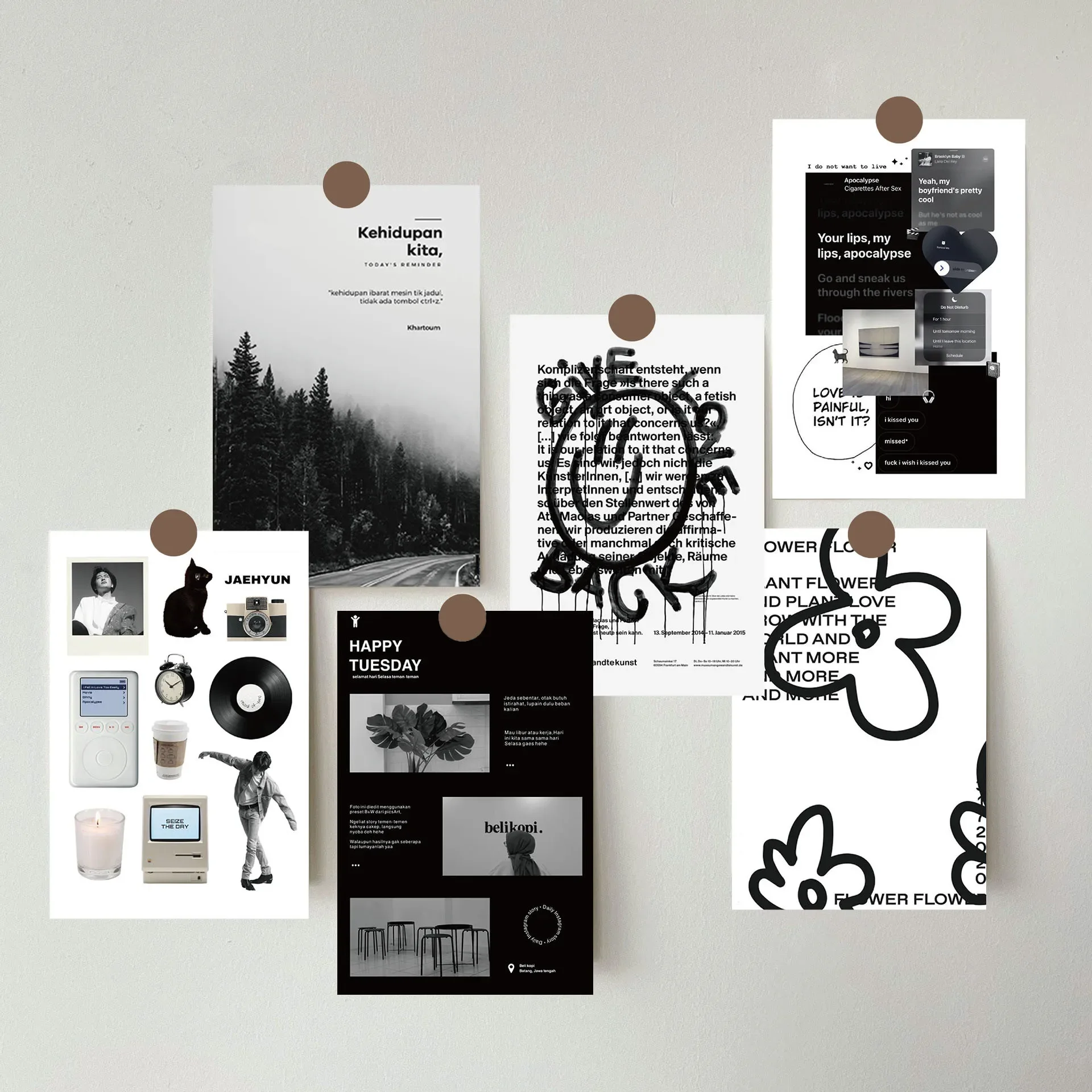 

10 Black-and-white Story Postcard Ins English Landscape, Artistic and High-end Atmosphere Desktop and Wall Decoration Cards
