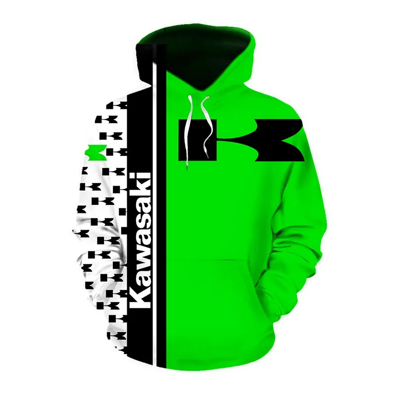 Hoodie de competição Kawasaki Motorcycle Racing para homens e mulheres, Hoodie esportivo, Street Leisure, impresso em 3D, primavera e outono