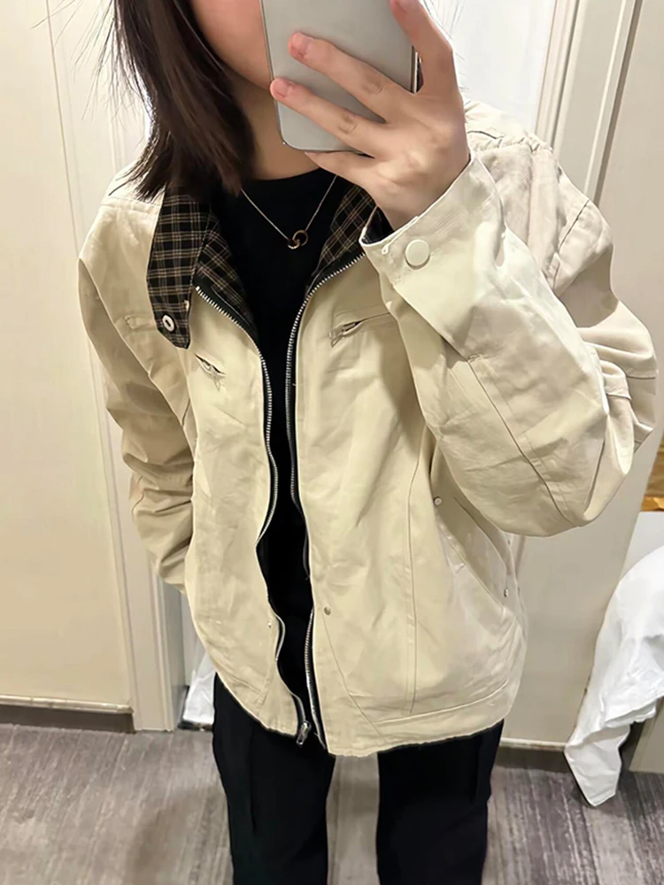 

Plaid Patchwork American Harington Canvas Jaet Men's Early Autumn Structure Design High-End Feeling Detroit Workwear Jaet