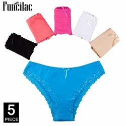 Panties for Women Plus Size Sexy Lace Underpants Solid Briefs for Women Ladies Transparent Panties Lingerie 5 Pcs/set