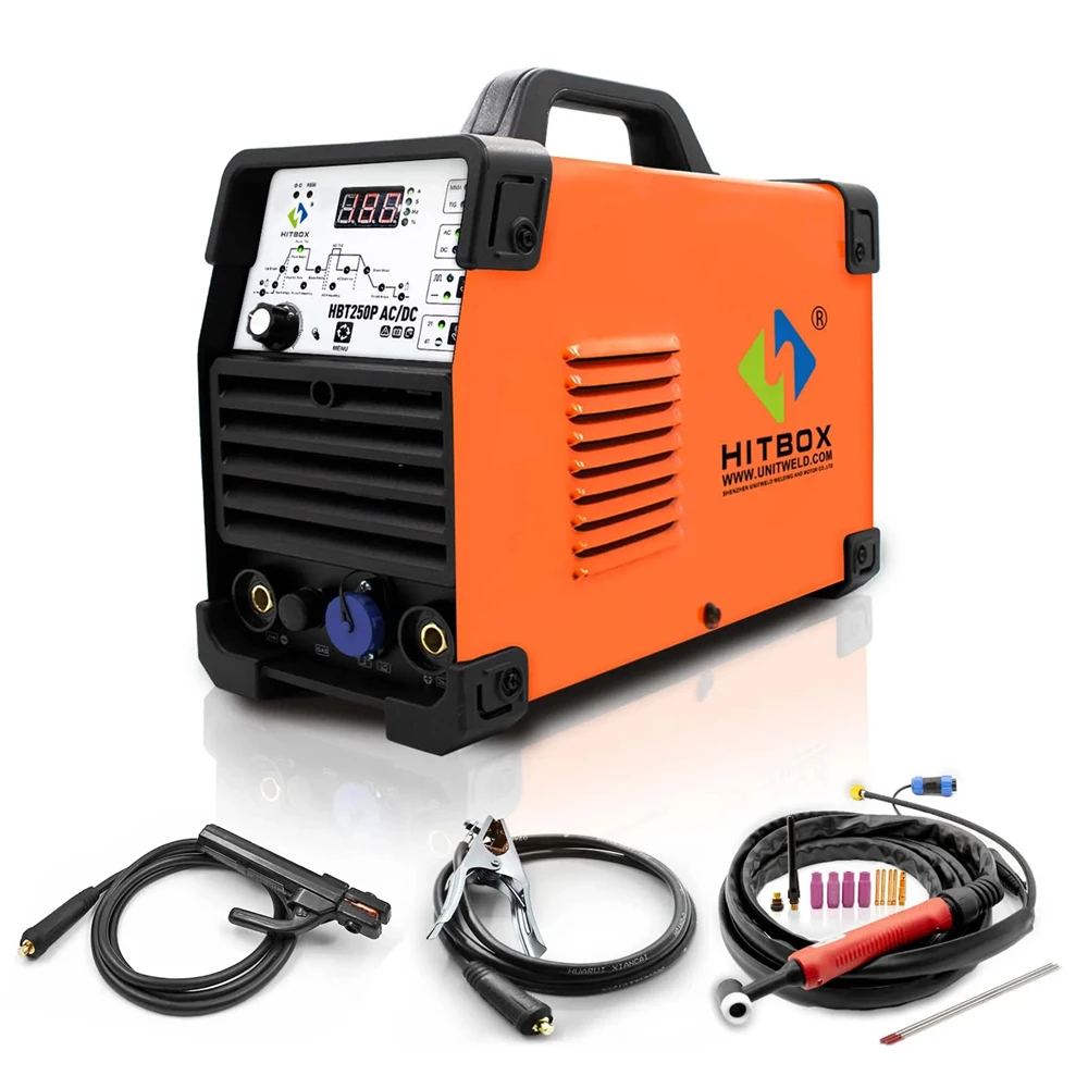 HITBOX HBT250P AC/DC Aluminium Tig Welding Machine IGBT Inverter 2T/4T HF TIG/MMA ARC Stick Argon Precise Digital Pulse Welder