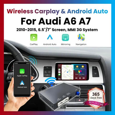 아우디 A6 Q7 2009-2015 MMI 3G 시스템용 무선 CarPlay (안드로이드 오토 인터페이스, 미러링크, 에어플레이, 블루투스, 후방 카메라 지원)